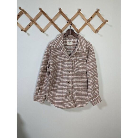 NWT Jade & Ivory Neutral Jacquard Mauve Plaid Shacket Jacket - Size M - Picture 1 of 8